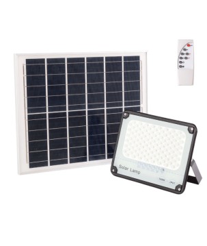 Projecteur solaire LED 150 W 6 500 K Panneau : 6 V/15 W Batterie : 3,2 V/10  000 mAh Télécommande [HO-SOLARFL-150W-01]